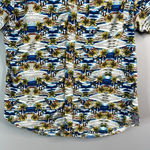 MBX Mens Paradise Shirt Short Sleeve Button Up Blue Green Cotton Hawaiian Size M - Picture 4 of 11